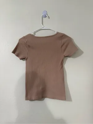 Free People Intimately Ribbed Fitted Tee | Size: Medium/Large Tan thumbnail 2