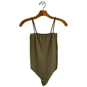 Good American Brown Ribbed Stretch Square Neck Thong Tank Bodysuit Size‎ L/XL thumbnail 5