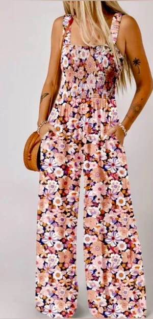DOKOTOO Floral Print Sleeveless Jumpsuit thumbnail 1
