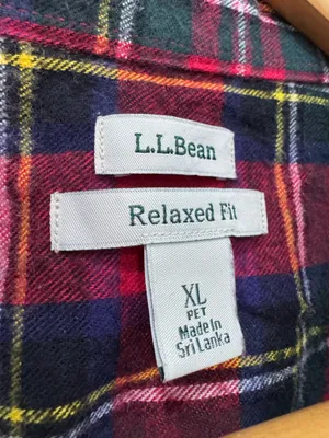 Red L.L. Bean Relaxed Fit Flannel Button Down Size XLP EUC thumbnail 5