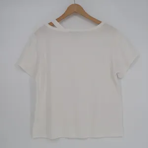 Shein T Shirt Womens Large 8/10 White Soft Jersey Knit V Neck Casual Wear Top thumbnail 5