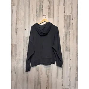 PINK Victoria's Secret Hoodie Womens Large Dark Grey Solid Pullover Sweatshirt thumbnail 7