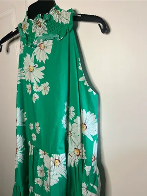 Alexia Admor Molly Green Daisy Floral Halter Tiered Mini Dress thumbnail 7