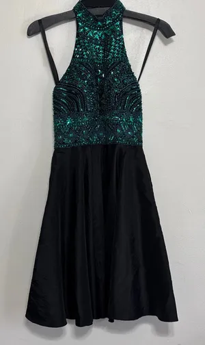 Milano Formals Emerald Sequin Halter Prom Dress 2 thumbnail 1