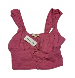 Pacsun Pink Smocked Crop Top XS thumbnail 1