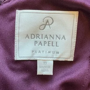 Adrianna Papell Platinum Cassis Beaded Sleeveless Maxi Gown W10 Burgundy thumbnail 3