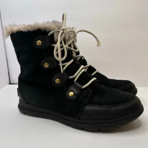 Sorel Explorer Joan Suede Winter Boots Womens Size 10 Black Faux Fur Waterproof thumbnail 11