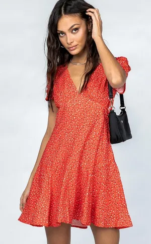 Princess Polly The Sting Mini Dress in Red Size 10 thumbnail 1