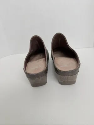Dansko Clogs Melody Slip On Mules Leather Comfort Travel Burnished Taupe Grey thumbnail 3
