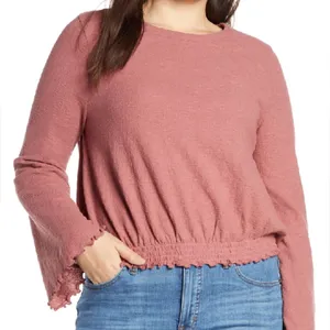 Madewell Smocked Bell‎ Top Mauve Dusty Pink Long Sleeve L2497 thumbnail 1