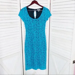 Eva Mendes‎ New York & Co. Lace Sheath Bodycon Dress Teal Black 2 Party Cocktail thumbnail 8