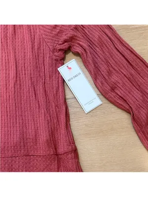 Red Dress Boutique Waffle Knit Henley Dress in Rust thumbnail 4