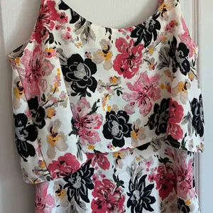 Abercrombie Fitch Womens M Pink Black Floral Popover Mini Dress‎ Cream thumbnail 10