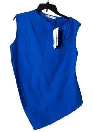 Zara Women's Blue Sleeveless Blouse Sz M NWT thumbnail 1