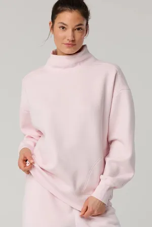 OFFLINE by Aerie Cloud Fleece Oversized Mockneck Sweatshirt - Light Pink thumbnail 1