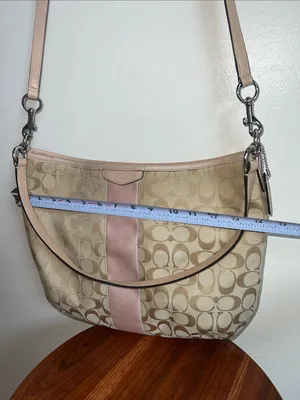 Coach convertible Hobo with Pink Center Stripe crossbody or shoulder bag thumbnail 10