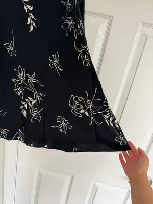 Lauren Ralph Lauren Women’s 100% Silk Monte Carlo Floral Skirt Midi Large Navy thumbnail 4