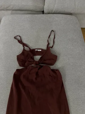 Peppermayo | Chocolate Brown Knit Mini Dress | Size 6 thumbnail 3