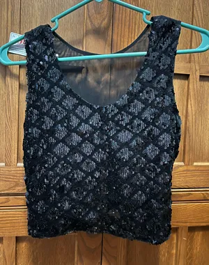 Black sequins sleeveless top thumbnail 1