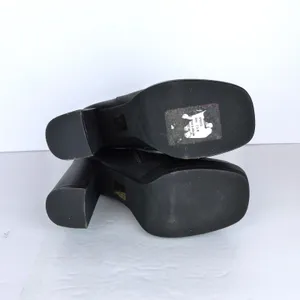 Jeffrey Campbell Spaced Booties Women 7.5 Black Leather Platform Block Heel Goth thumbnail 7