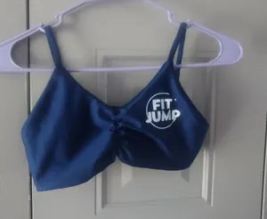 Ankley Fitness Fit Jump workout exercise sporty sports bra in navy blue and white size medium. thumbnail 1