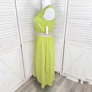 Stella & Julie Button Front Sleeveless Maxi Dress Lime Green Large‎ thumbnail 2