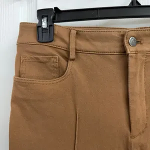 LOFT‎ brown high waisted pintucked 5 pocket cotton stretch bootcut jeans pants 8 thumbnail 2