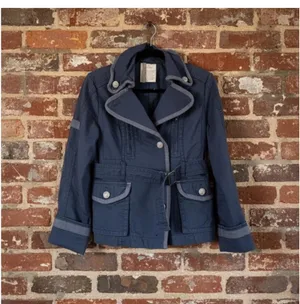 EUC Anthropologie Gramercy Peacoat Blazer Jacket Blue Military Style Coat Sz 6 thumbnail 3