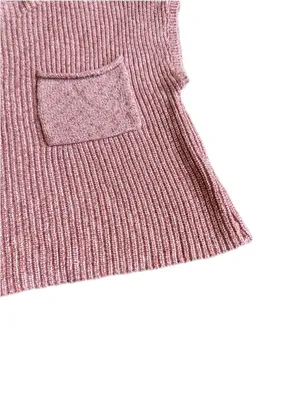 Free People Beach Pink Ribbed Knit Boxy Cropped Sweater Pocket X-Small Women's thumbnail 6