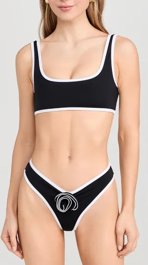 Lioness Swim Amour Top Soulmate Bottom Bikini Set‎ Onyx Black White L/M NWT thumbnail 1