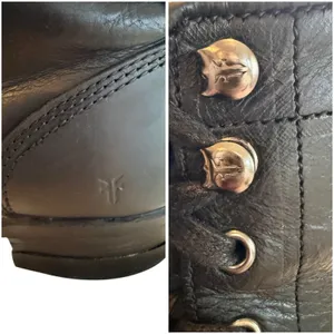 Vintage Frye 90s Y2K USA Black Leather Moto Combat Boots Grunge 9.5 M Goth Biker thumbnail 7