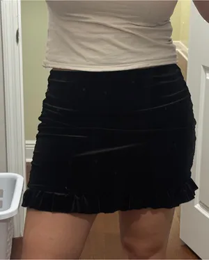 Blue blush black velvet mini skirt thumbnail 1