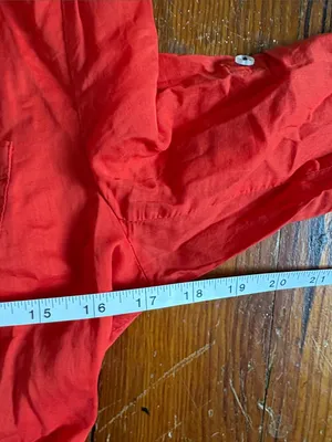 Moulinette Soeurs Vibrant Red Button-Front Midi Shirt Dress Tab Sleeves‎ Size 2 thumbnail 6