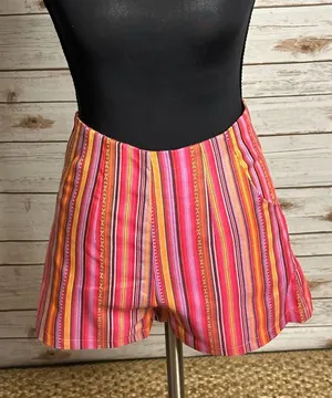 Kaisely multicolored striped woven cotton high-waisted shorts Size Small thumbnail 1