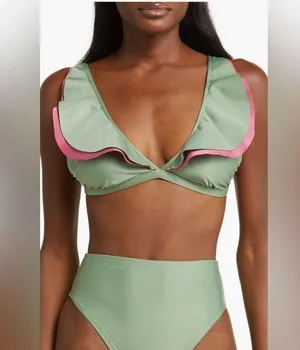 Farm Rio Ruffle Bikini Top, Size Medium , $$115 thumbnail 1