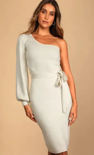 Lulus White And Gold Sweater Dress thumbnail 1