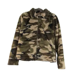 Andree By Unit Camo Jacket Juniors Plush Fuzzy Faux Fur Lined Full Zip Jacket thumbnail 1
