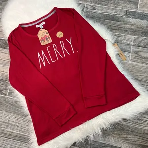 NWT Rae Dunn Merry Graphic Top thumbnail 2