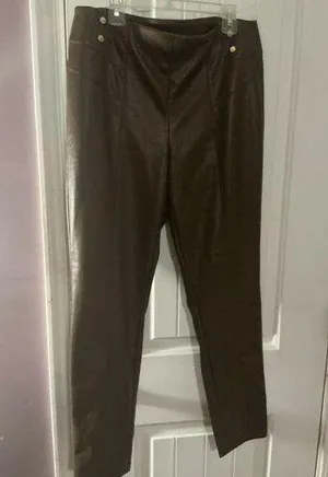 Marc New York Woman Brown Full Control Waistband Faux Leather Pants, Size M NWT thumbnail 1