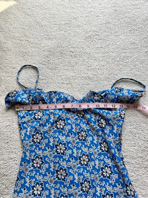 J. Crew One-Piece Swimsuit Cobalt Blue Floral Ruffle 8 NEW NWOT thumbnail 8