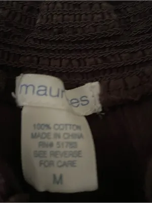 Maurice's Brown Boho Babydoll Peasant Top Medium Cottagecore Earthy 100% Gauze Cotton thumbnail 5