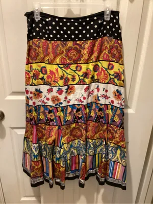 Boston Proper Multicolor Boho Patchwork Maxi Skirt thumbnail 5