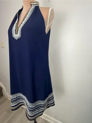 THML Navy Dress with White Embroidered Trim thumbnail 4