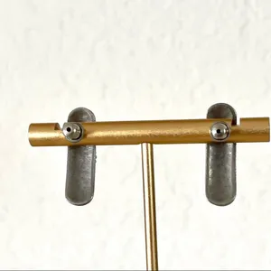 Silver tone Pearl and black post earrings thumbnail 5
