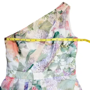 Davids Bridal NWOT Floral One Shoulder Printed Chiffon‎ Maxi Dress F18055P 2 thumbnail 7