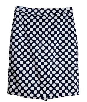 J.Crew Pencil Skirt Workwear Preppy Polka Dot Stretch Cotton Navy Cream Size 4 thumbnail 1