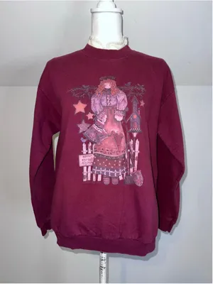 Gildan VTG Cottagecore 90s Maroon Sweatshirt M thumbnail 1