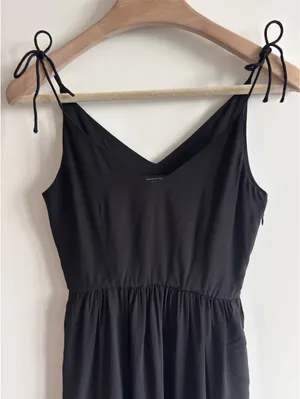 & Other Stories Black Tie Strap Midi Dress V Neck Sleeveless Size 0 EUR 32 thumbnail 9