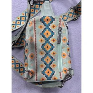 Wrangler Sling Bag Small Mint Green Southwestern Aztec‎ Print Crossbody thumbnail 9