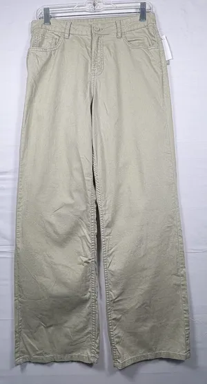 H&M Women khaki Wide‎ Leg High Rise Pants casual vacation lounging 4 NWT thumbnail 1
